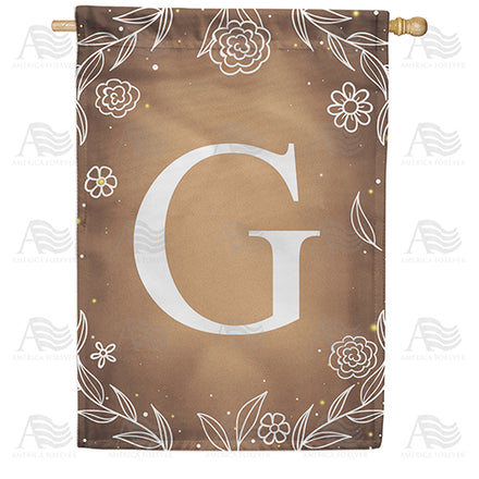 America Forever Bronze Floral Monogram House Flag
