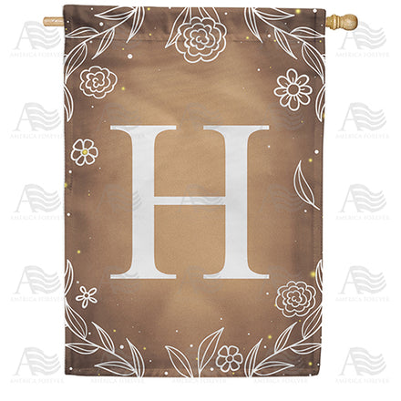 America Forever Bronze Floral Monogram House Flag