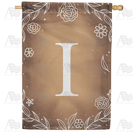 America Forever Bronze Floral Monogram House Flag