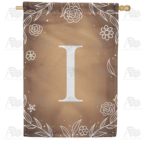 America Forever Bronze Floral Monogram House Flag