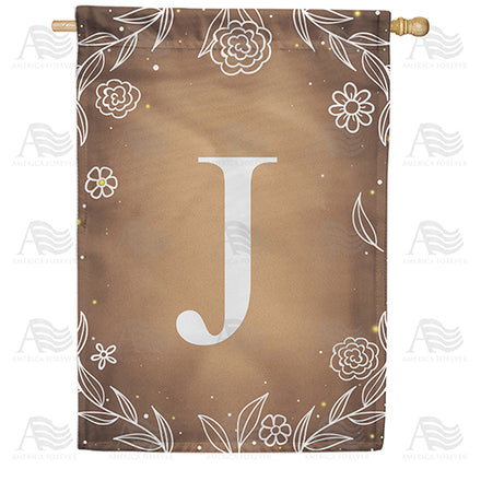 America Forever Bronze Floral Monogram House Flag