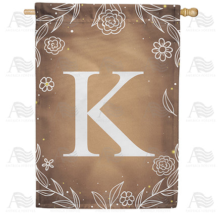 America Forever Bronze Floral Monogram House Flag