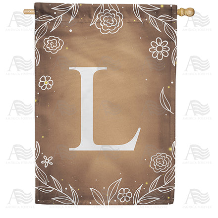 America Forever Bronze Floral Monogram House Flag