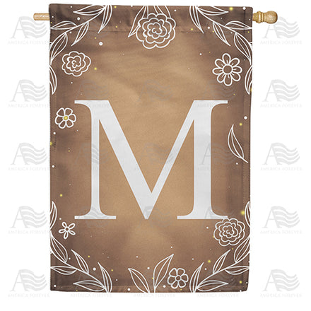 America Forever Bronze Floral Monogram House Flag