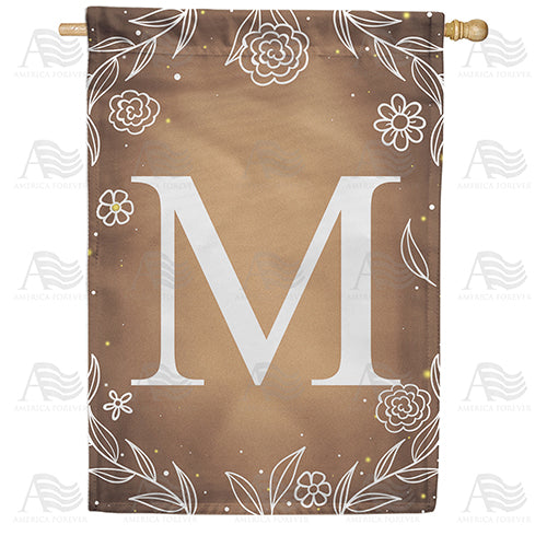 America Forever Bronze Floral Monogram House Flag