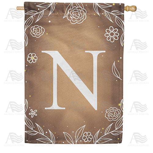 America Forever Bronze Floral Monogram House Flag