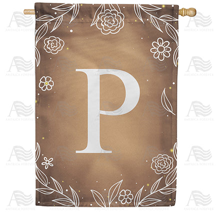 America Forever Bronze Floral Monogram House Flag