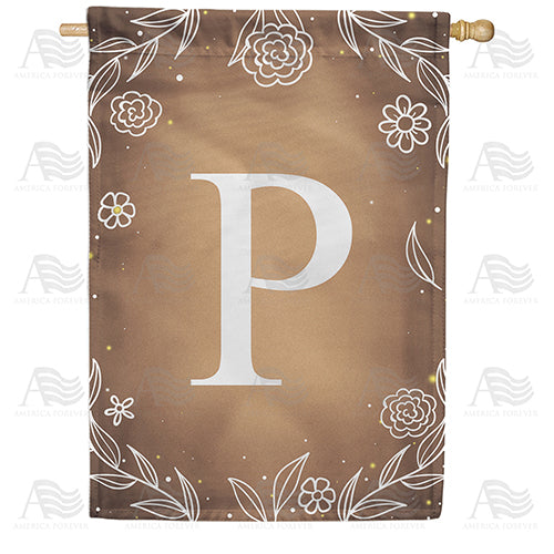 America Forever Bronze Floral Monogram House Flag
