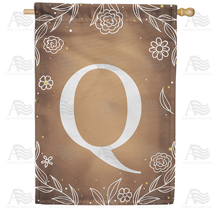 America Forever Bronze Floral Monogram House Flag