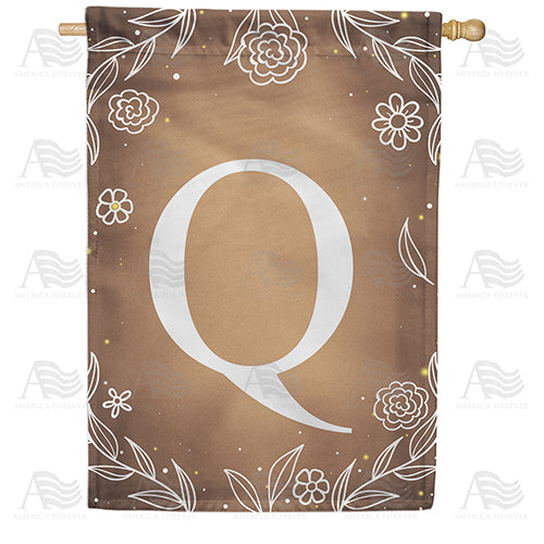 America Forever Bronze Floral Monogram House Flag