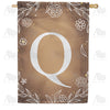 America Forever Bronze Floral Monogram House Flag
