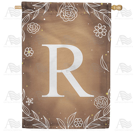 America Forever Bronze Floral Monogram House Flag