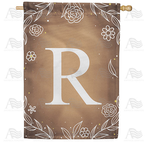 America Forever Bronze Floral Monogram House Flag