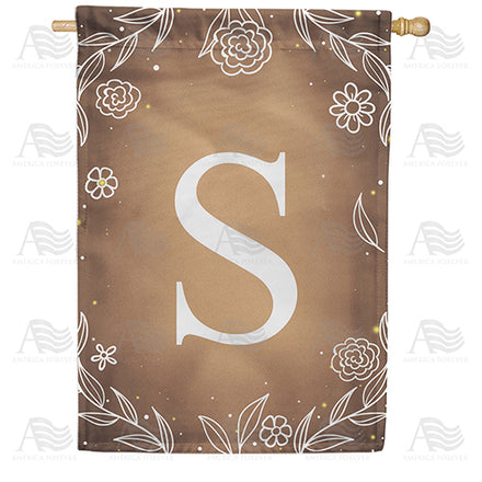America Forever Bronze Floral Monogram House Flag