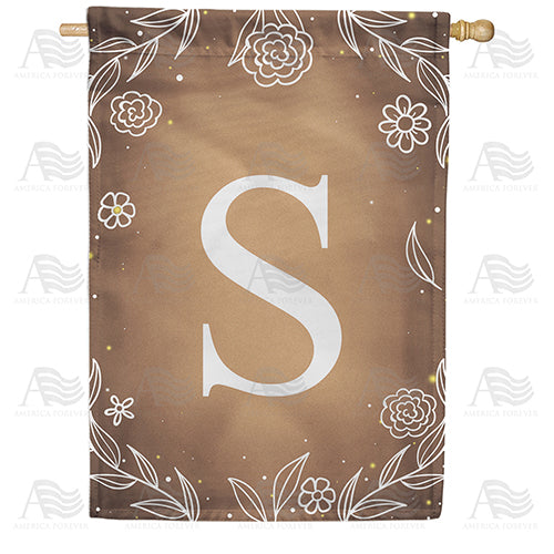 America Forever Bronze Floral Monogram House Flag