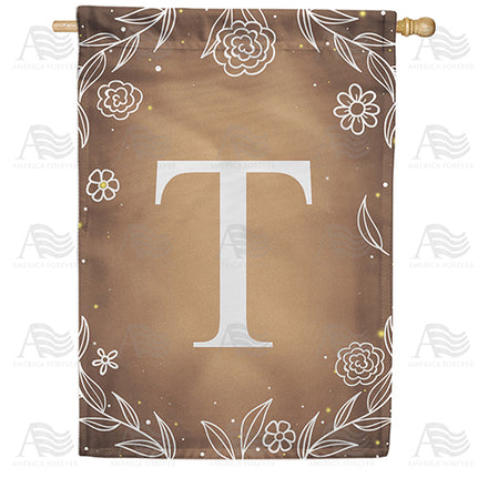 America Forever Bronze Floral Monogram House Flag