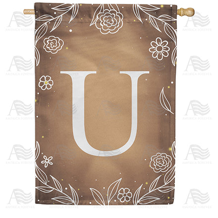 America Forever Bronze Floral Monogram House Flag