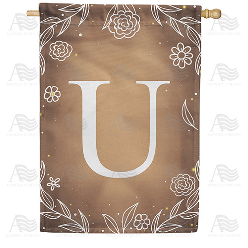 America Forever Bronze Floral Monogram House Flag