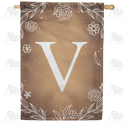 America Forever Bronze Floral Monogram House Flag