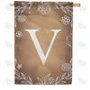 America Forever Bronze Floral Monogram House Flag