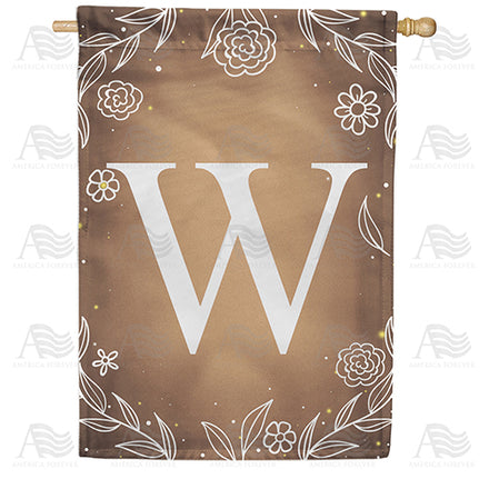 America Forever Bronze Floral Monogram House Flag