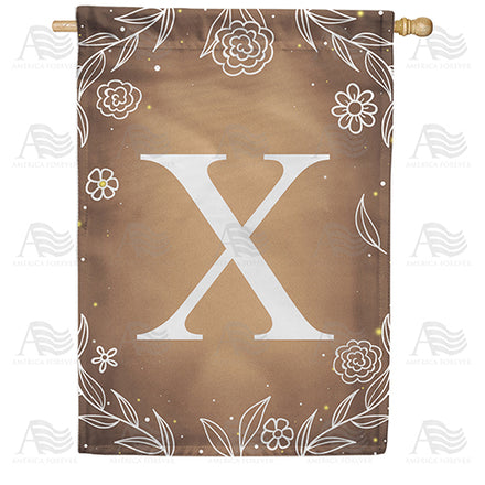 America Forever Bronze Floral Monogram House Flag