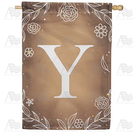 America Forever Bronze Floral Monogram House Flag