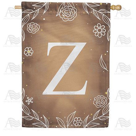 America Forever Bronze Floral Monogram House Flag