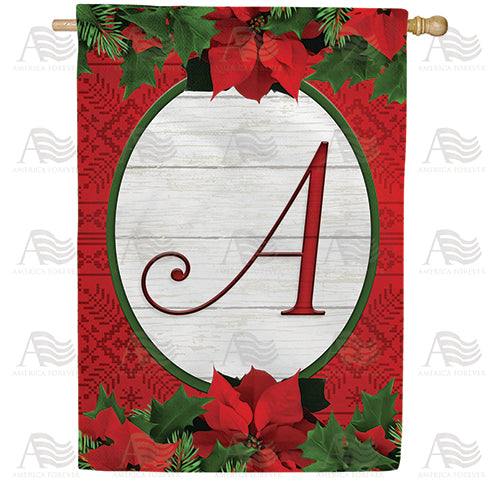 America Forever Red Poinsettia Monogram House Flag