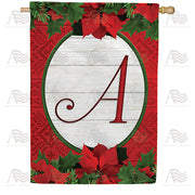 America Forever Red Poinsettia Monogram House Flag