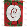 America Forever Red Poinsettia Monogram House Flag