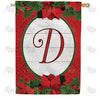 America Forever Red Poinsettia Monogram House Flag
