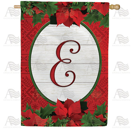 America Forever Red Poinsettia Monogram House Flag