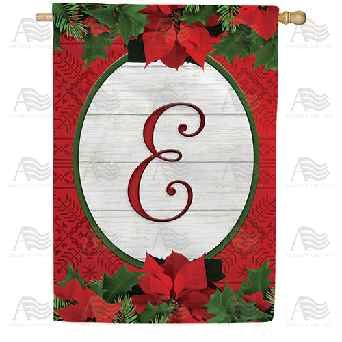 America Forever Red Poinsettia Monogram House Flag