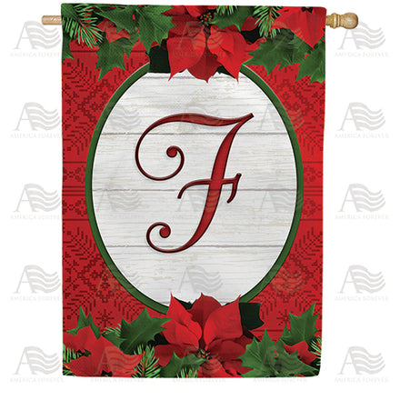 America Forever Red Poinsettia Monogram House Flag
