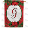America Forever Red Poinsettia Monogram House Flag