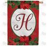 America Forever Red Poinsettia Monogram House Flag