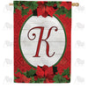 America Forever Red Poinsettia Monogram House Flag
