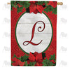 America Forever Red Poinsettia Monogram House Flag
