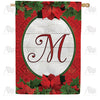 America Forever Red Poinsettia Monogram House Flag
