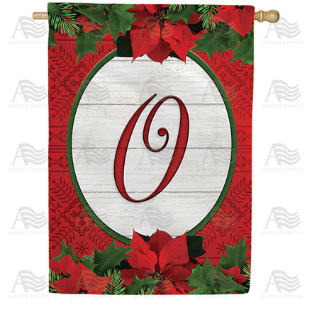 America Forever Red Poinsettia Monogram House Flag