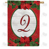 America Forever Red Poinsettia Monogram House Flag
