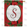 America Forever Red Poinsettia Monogram House Flag