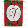 America Forever Red Poinsettia Monogram House Flag