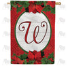 America Forever Red Poinsettia Monogram House Flag