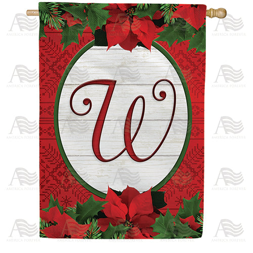 America Forever Red Poinsettia Monogram House Flag