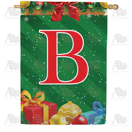 America Forever Merry Christmas Monogram House Flag