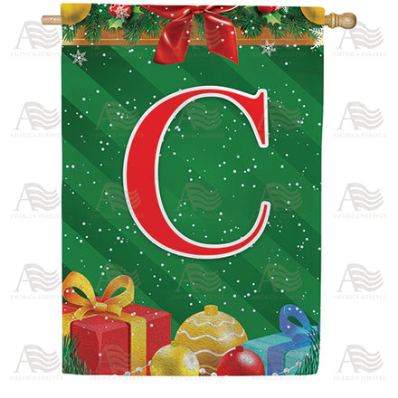America Forever Merry Christmas Monogram House Flag