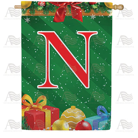 America Forever Merry Christmas Monogram House Flag