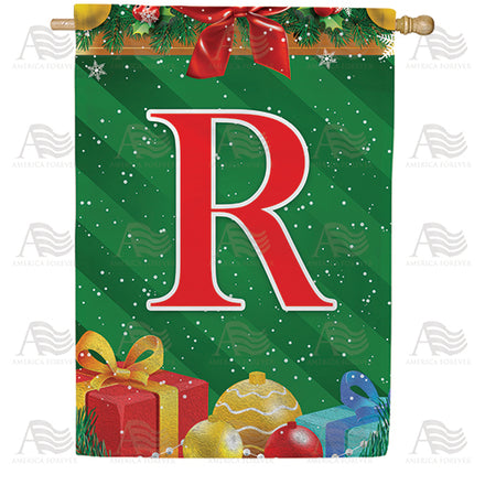 America Forever Merry Christmas Monogram House Flag